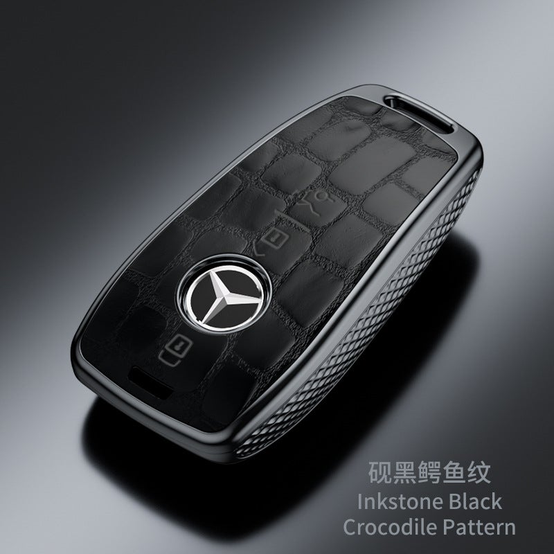 Suitable For Mercedes-Benz E300L Key Protective Cover Glc/Glb/Gle350/E260/C260L/C200L Crocodile Pattern - Image 1